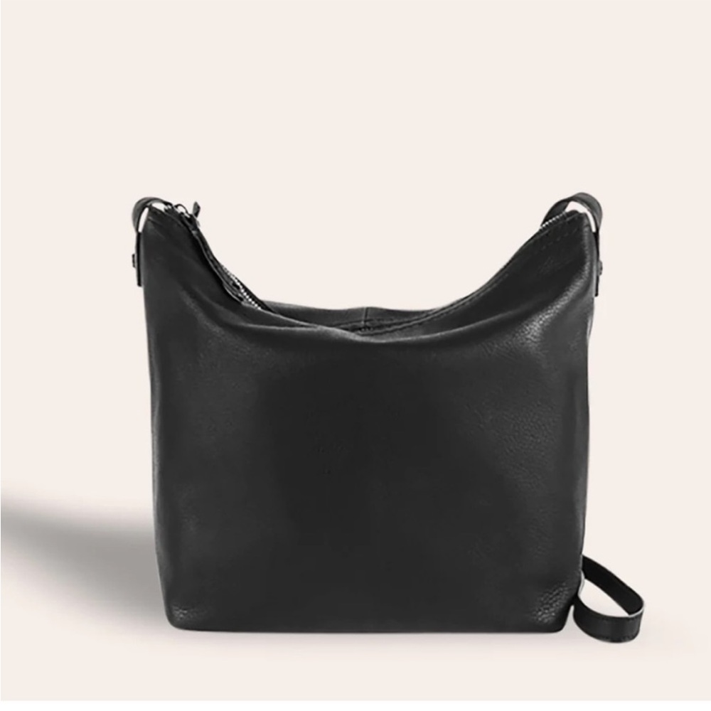 American Leather Co. Classic Minimalist Black Leather Crossbody Bag